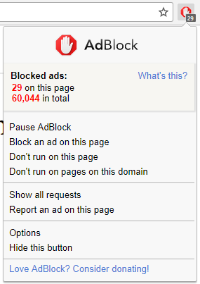 Adblock interface